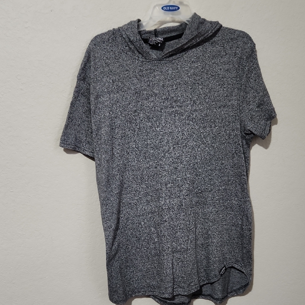 Southpole Mens Short Sleeve Hooded T-Shirt Size S Black Heathered Knit